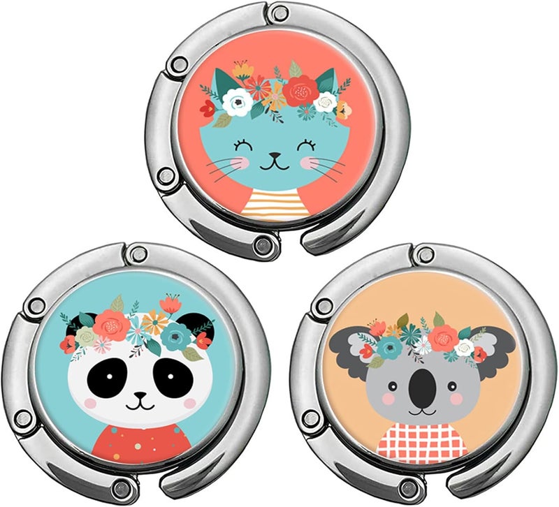 ZHENBAOLAI Foldable Purse Hook, Folding Handbag Hanger Bag Table Hook for Women and Girls(0A-3P Cute Animal) - Image 1